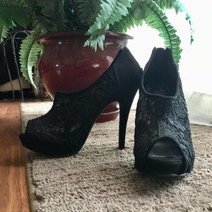 Lace Platform Peep-toe High Heels